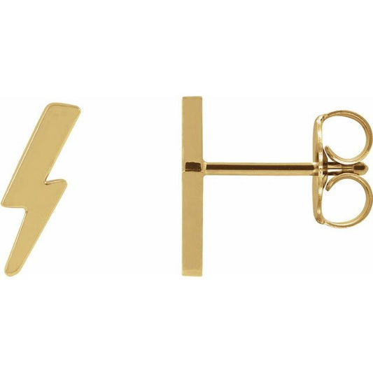 14K Yellow Tiny Lightening Bold Earrings 87342105P