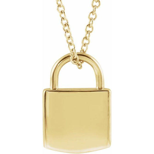 14K Yellow Engravable Lock 16-18" Necklace 87184110P