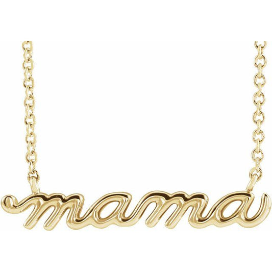 14K Yellow Petite Mama Script 18" Necklace 87395118P