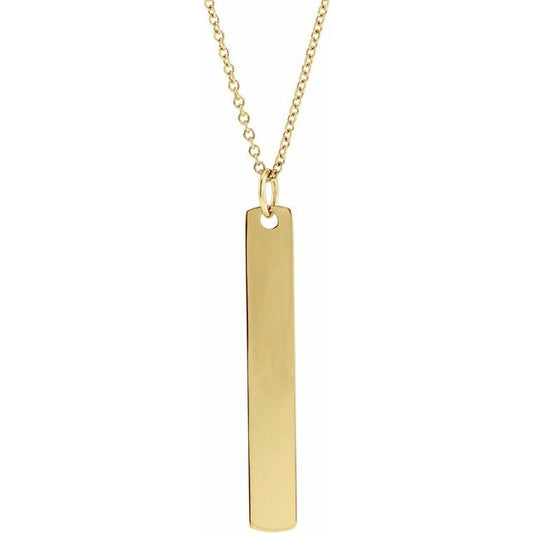 14K Yellow Engravable Bar 16-18" Necklace