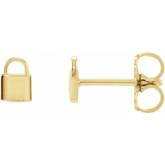 14K Yellow Petite Lock Earrings 87594104P