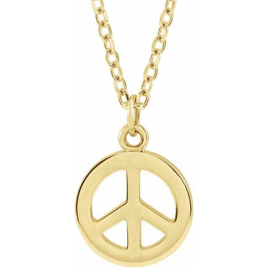 14K Yellow Peace Symbol 16-18" Necklace