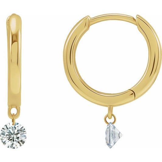 14K Yellow 1/3 CTW Drilled Natural Diamond Hinged Hoop Earrings 688808600P