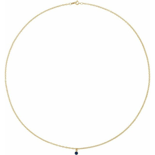 14K Yellow Natural Blue Sapphire 16" Necklace 688807600P