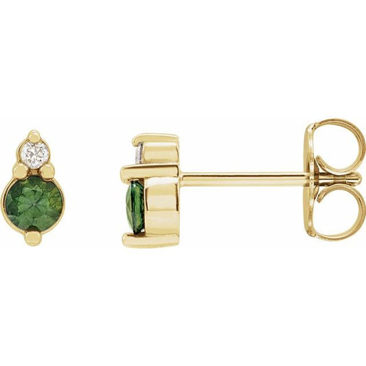 14K Yellow Natural Green Sapphire & .03 Natural Diamond Earrings 87692109P