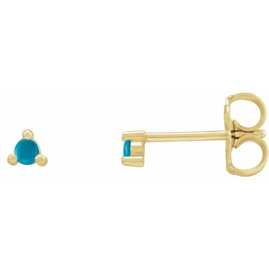 14K Yellow 2 mm Round Natural Turquoise Earrings 87751630P