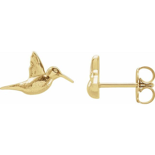 14K Yellow Humming Bird Earrings 87757108P