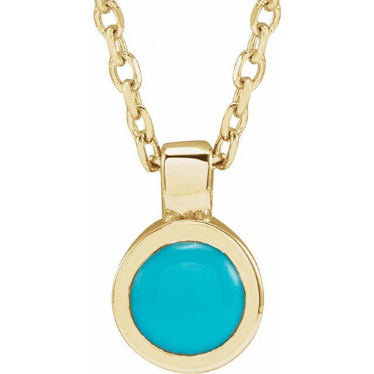 14K Yellow Natural Turquoise Bezel-Set 16-18" Necklace 23481621P