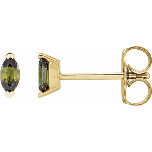 14K Yellow Natural Green Tourmaline Earrings 88018100P