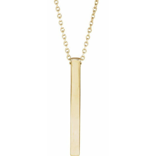 14K Yellow Engravable Four-Sided Bar 16-18" Necklace 87619123P