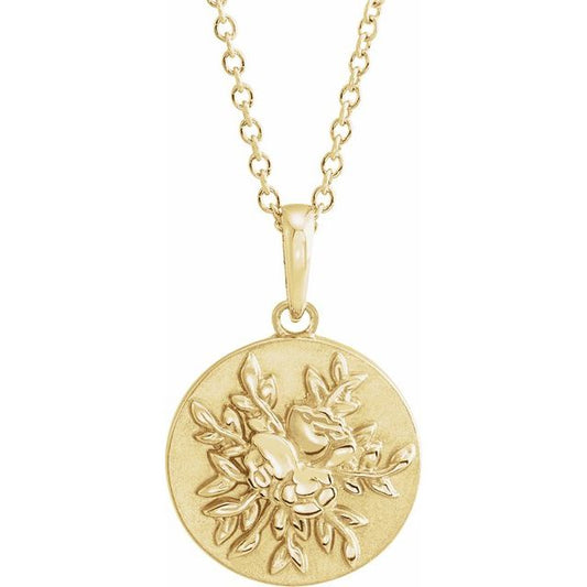 14K Yellow 19.1x12 mm Floral 16-18" Necklace