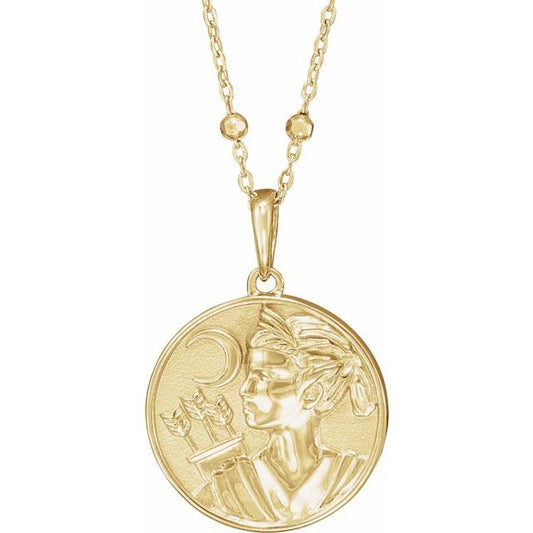 14K Yellow Artemis Coin 18" Necklace