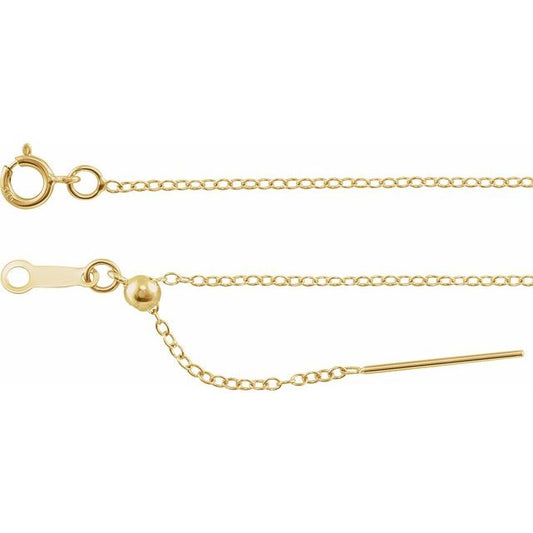14K Yellow 1.1 mm Adjustable Threader Cable 16-22" Chain CH1104600P