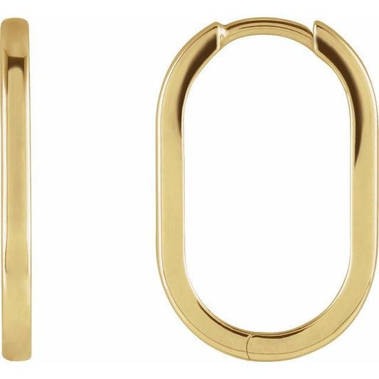14K Yellow Elongated Oval 20 mm Hoop Earrings 88098104P