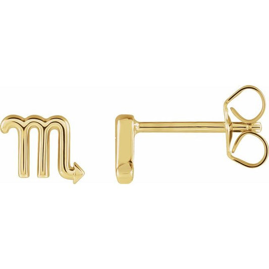 14K Yellow Scorpio Zodiac Earrings