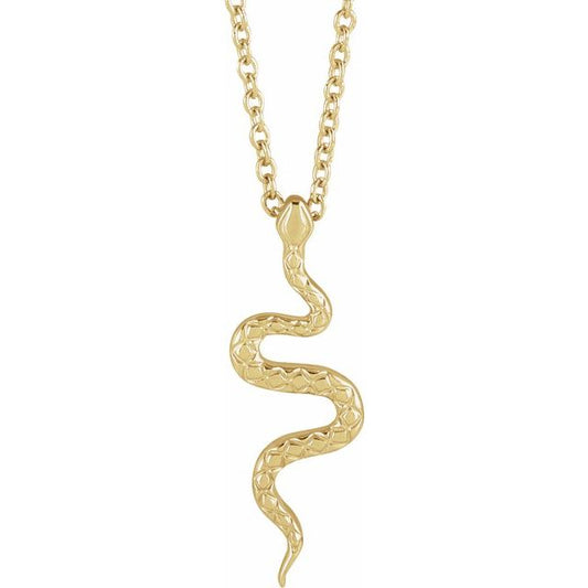 14K Yellow 19.5x6.7 mm Snake 16-18" Necklace 88089109P