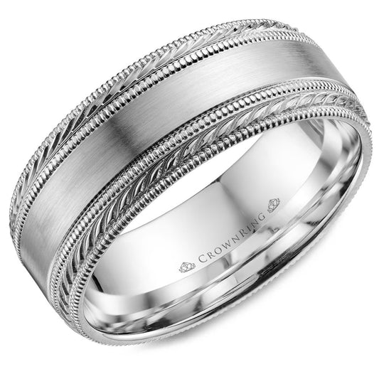 Carved Milgrain Wedding Band WB-034C