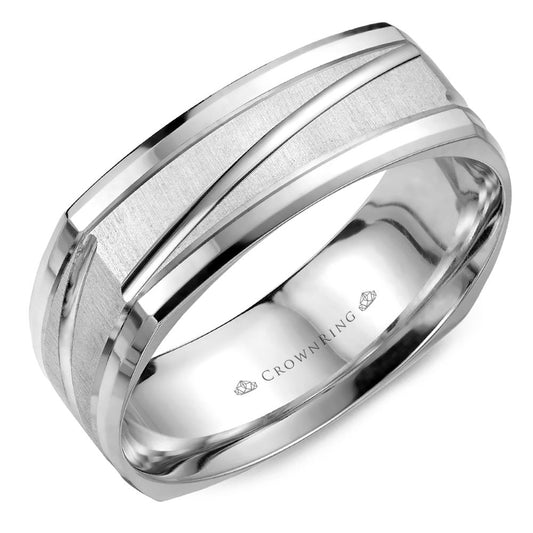 Carved Modern Wedding Band WB-7909