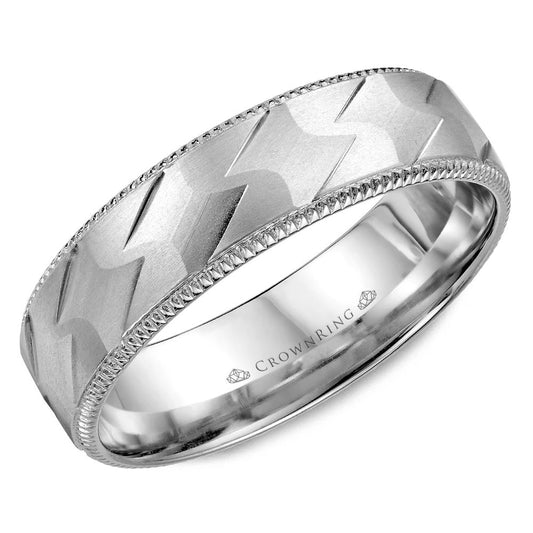Carved Milgrain Wedding Band WB-7913