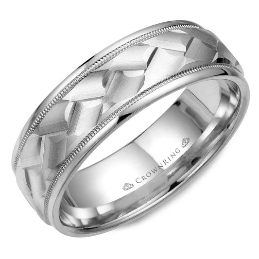 Carved Milgrain Wedding Band WB-9098