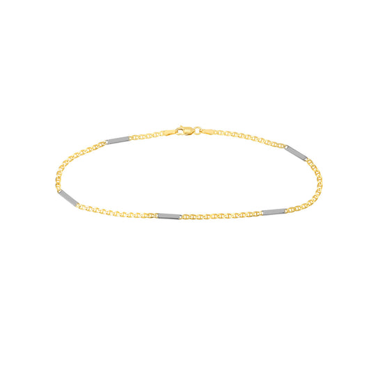 Two-Tone Mariner Chain Anklet with Staple Bars