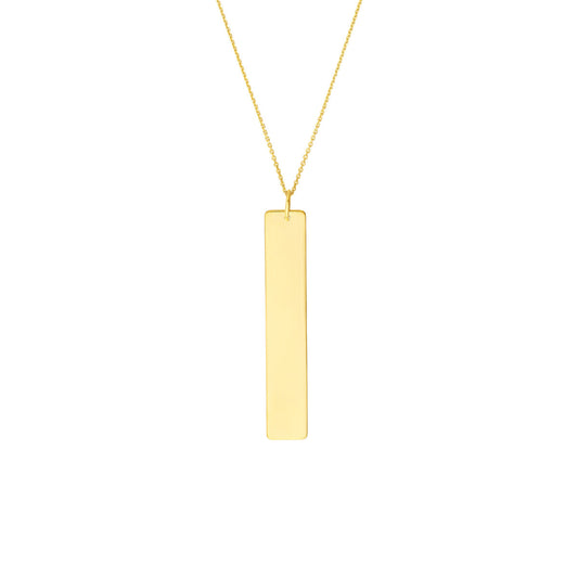 Vertical Engravable Bar Adj. Necklace
