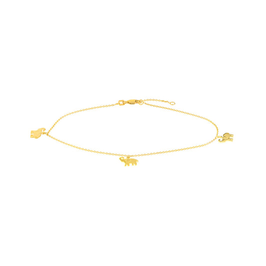Elephant Trio Adjustable Anklet