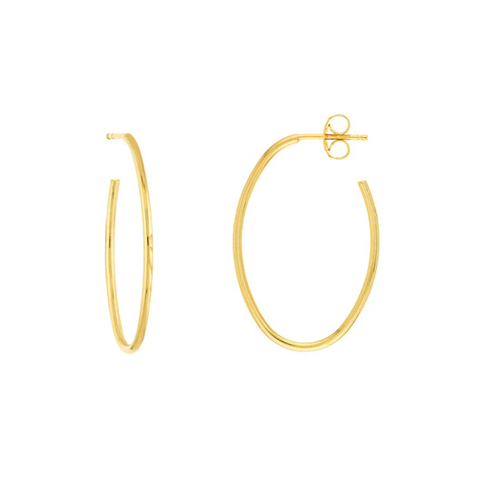 Small Thin Oval Post Hoop Earrings