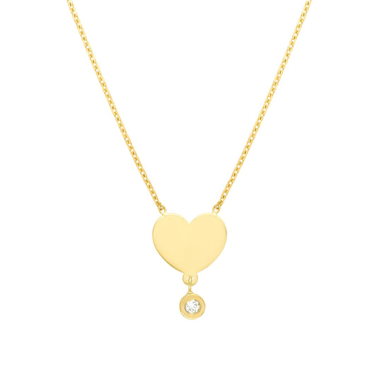 Heart with Diamond Drop Adjustable Necklace