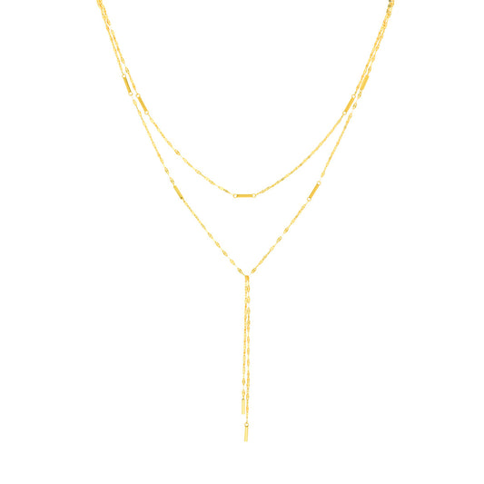 Double Stranded Hammered Bar Dangle Necklace