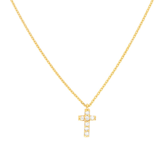 Diamond Mini Cross Adjustable Necklace