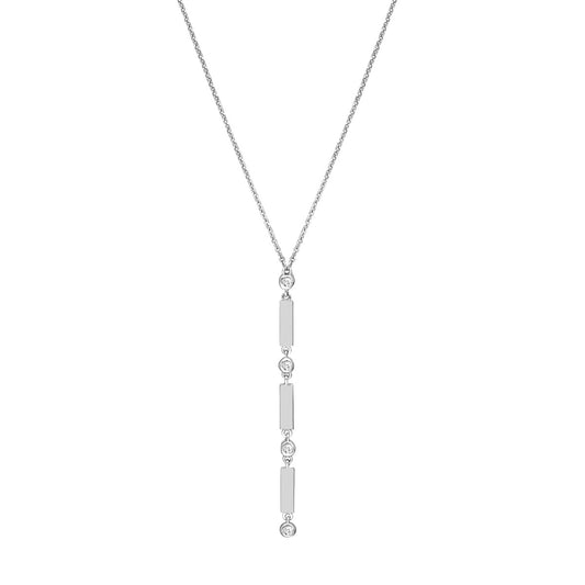 Mini Bars and Diamond Bezels Lariat Necklace