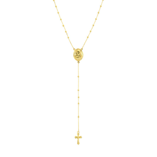 Virgin Mary and Cross Rosary Necklace
