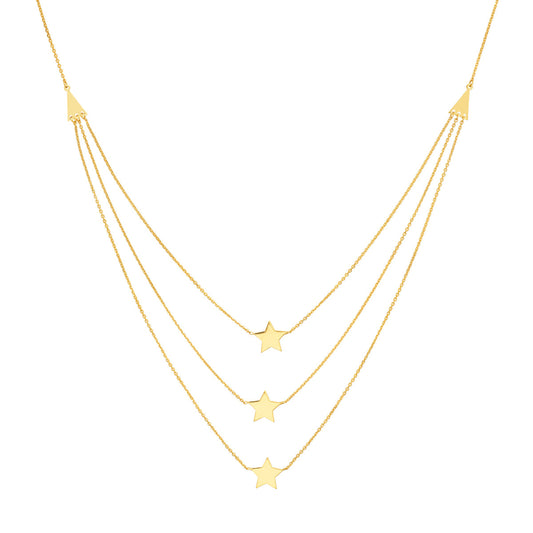 Triple Strand Star Necklace