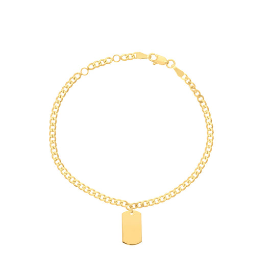 Dog Tag Dangle Curb Chain Adj. Bracelet
