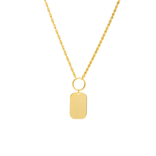 Engravable Dog Tag Necklace on Rope Chain