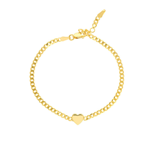 Heart on Curb Chain Adjustable Bracelet