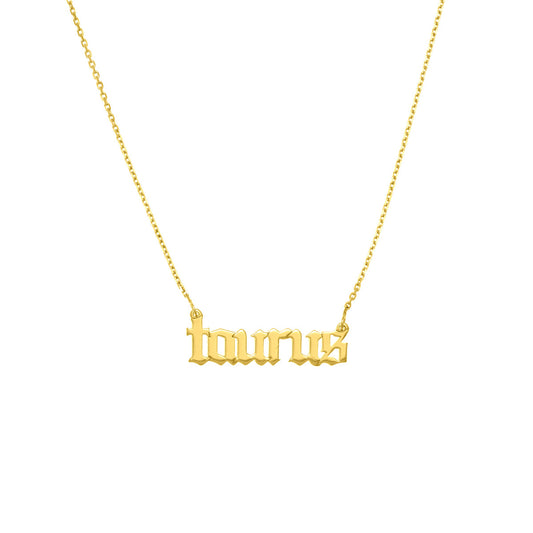 Gothic Taurus Nameplate Necklace