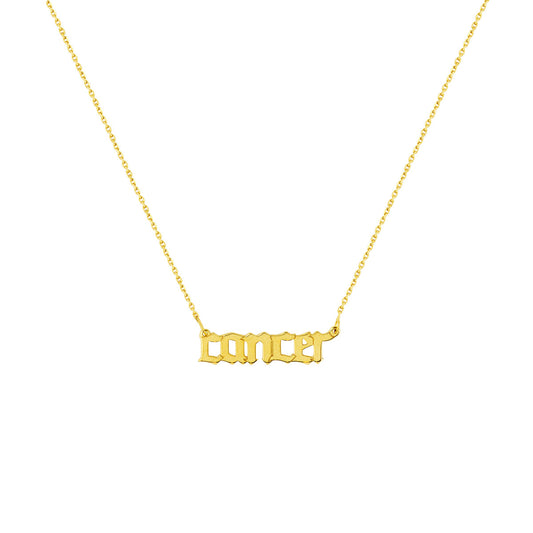 Gothic Cancer Nameplate Necklace