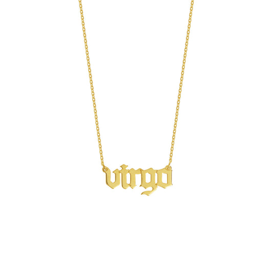 Gothic Virgo Nameplate Necklace