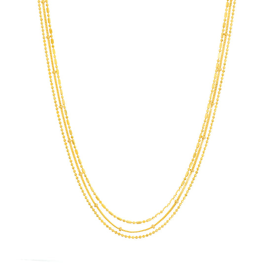 Mixed-Bead Triple Strand Necklace