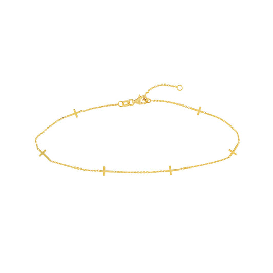 Six Mini Crosses Station Anklet