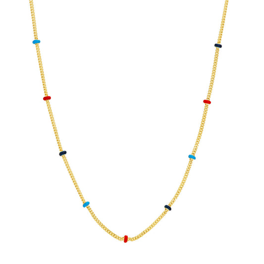 Tri-colored Enamel Bead Saturn Chain