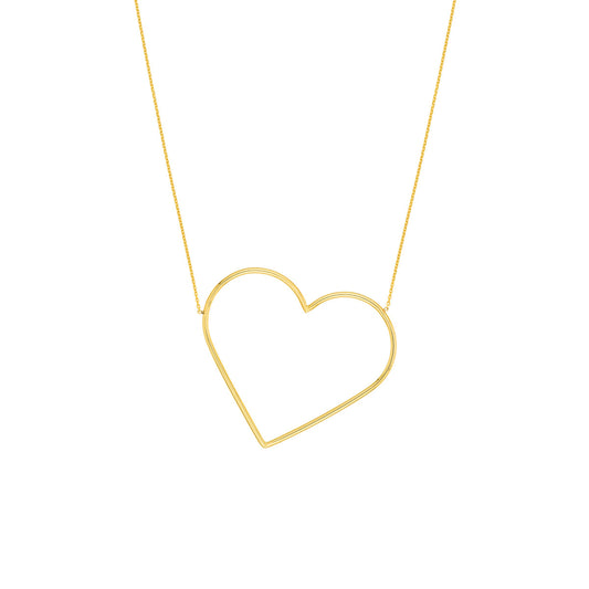 Slanted Oversized Wire Heart Adjustable Necklace