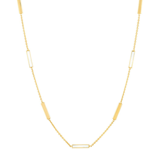 White Enamel Alternating Bar Necklace