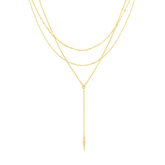 Diamond Multi Layered Lariat Spike Necklace