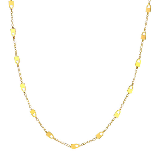 Padlock Station Double Curb Necklace
