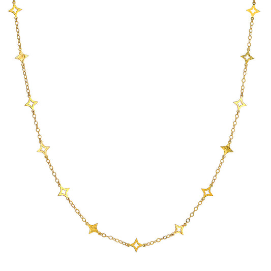 Mixed Star Station Curb Chain Necklace