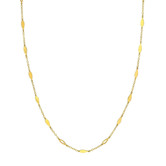 Mix Tear Drop Station Double Curb Necklace