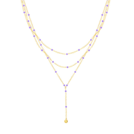 Lilac Enamel Layered Lariat Necklace